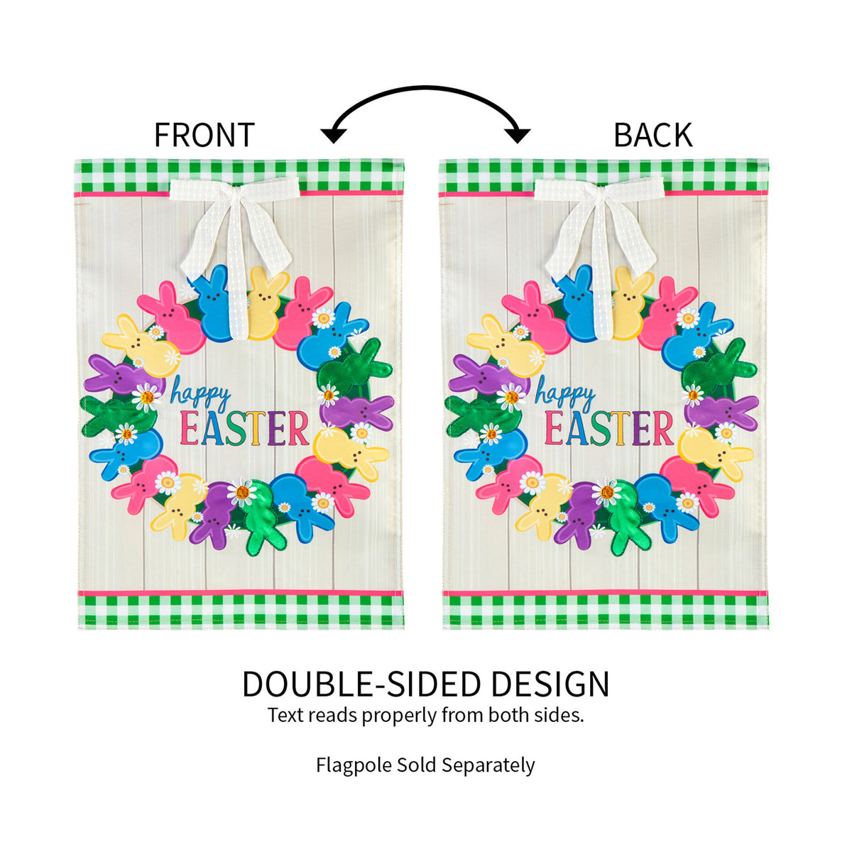 Colorful Bunny Wreath Garden Applique Flag
