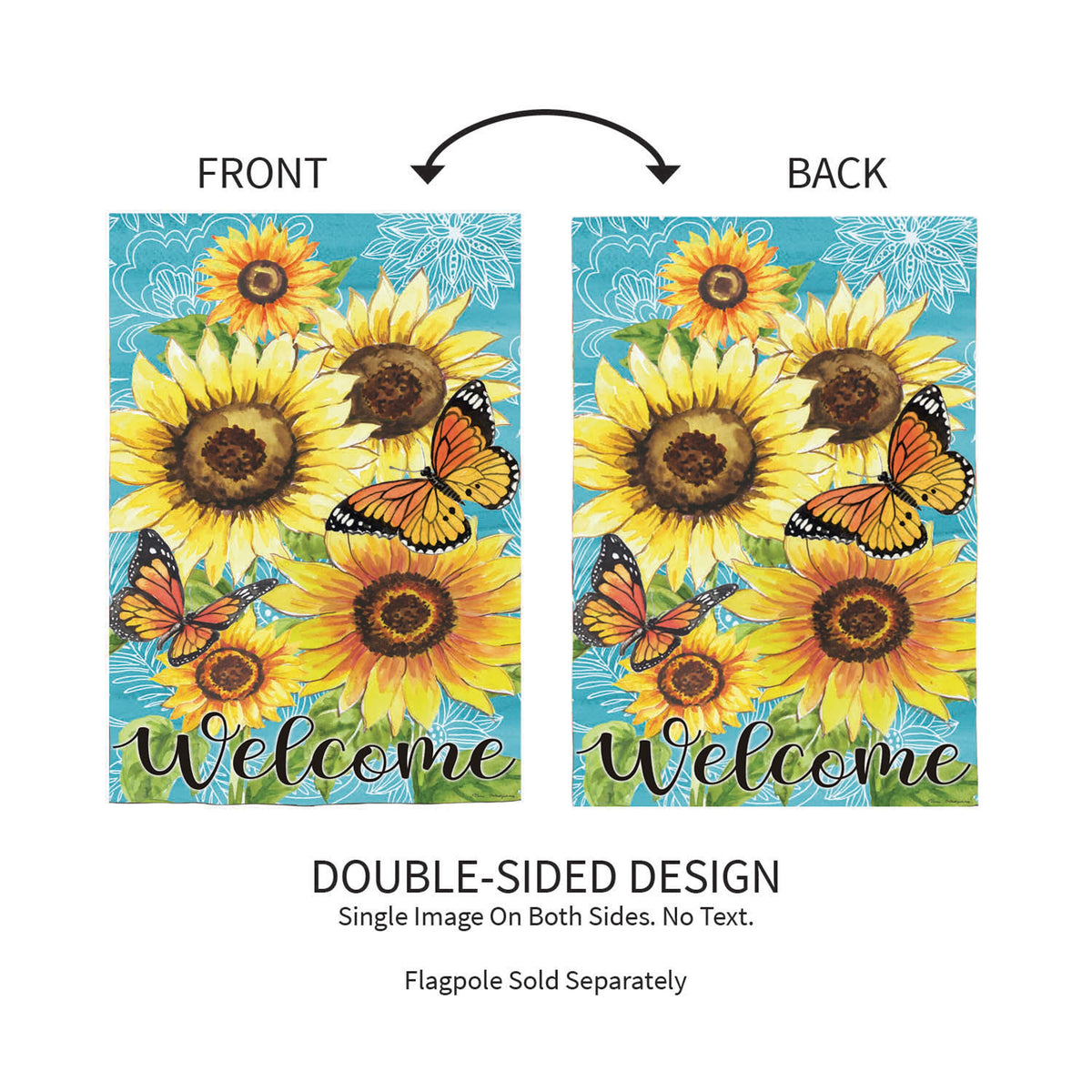 Butterfly and Sunflowers Burlap Garden Flag