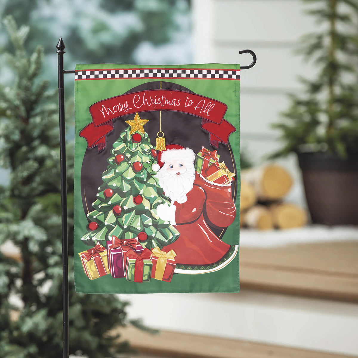 Jingle Bell Square Applique Garden Flag