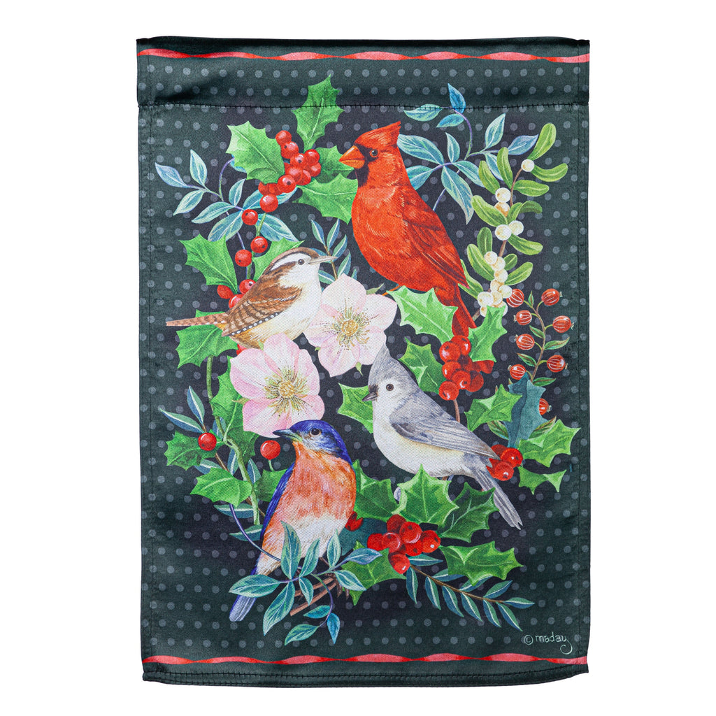 Winter Bird Friends Lustre Garden Flag