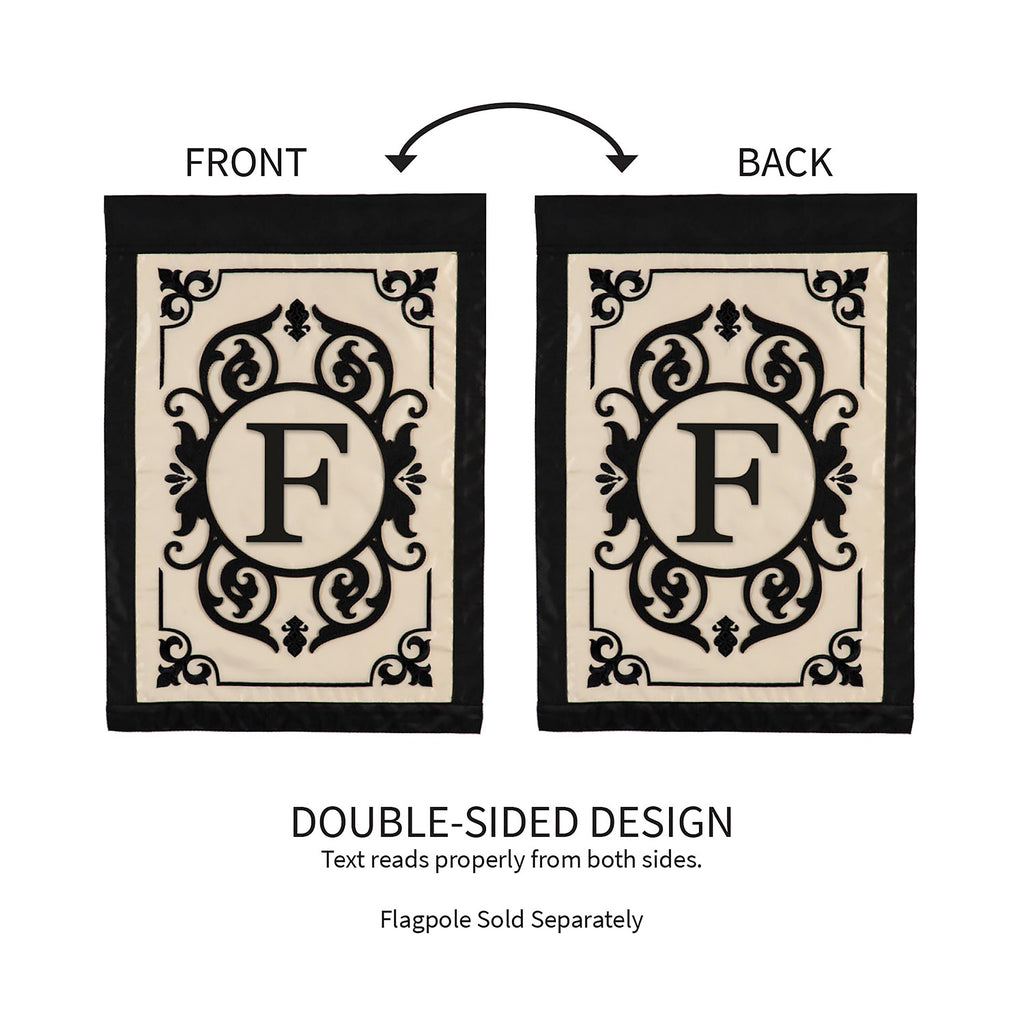 Cambridge Monogram Garden Applique Flag, Letter F